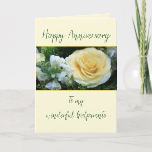 Anniversary Godparents Yellow Rose Card