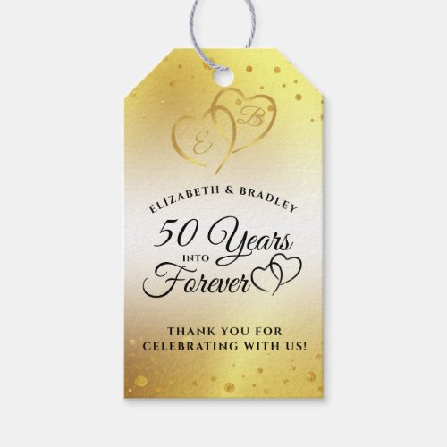 Anniversary Gold 50 YEARS INTO FOREVER Thank You Gift Tags