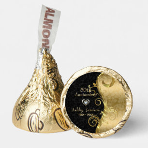 Anniversary Gold & Black Damask Hershey®'s Kisses®