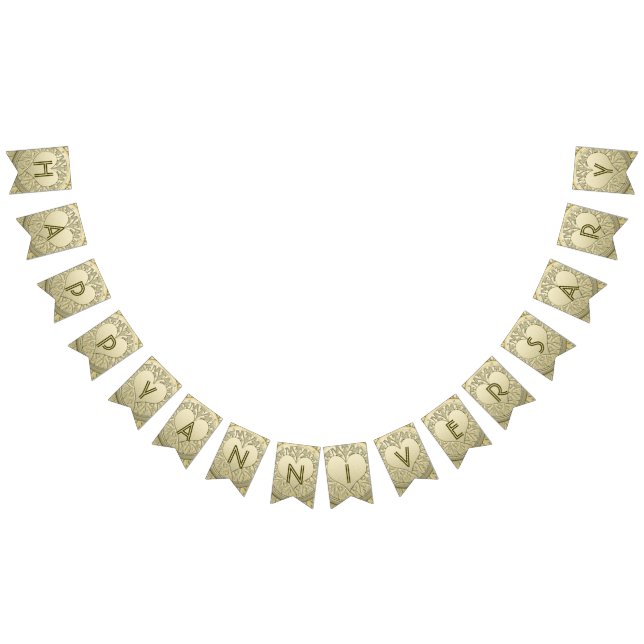 ☆ANNIVERSARY☆ Gold Heart Glitter Bunting Flags (All)