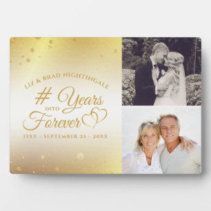 Anniversary Gold Hearts YEARS INTO FOREVER 2 Photo Plaque