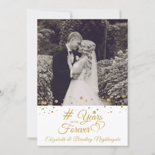 Anniversary Gold Hearts YEARS INTO FOREVER Photo Invitation