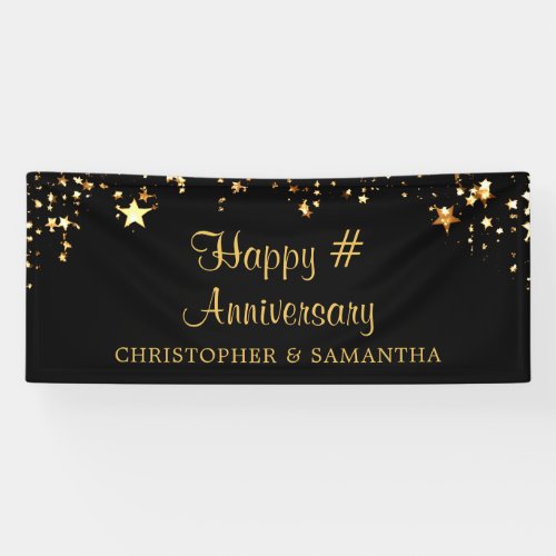 Anniversary Gold Stars Your Text and Color Banner