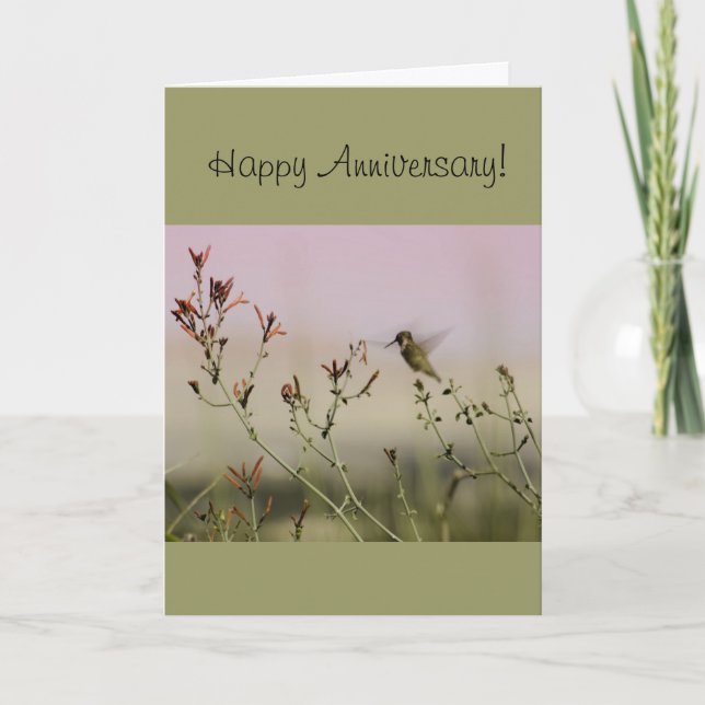 Anniversary Greeting Card with Hummingbird Design (Front)