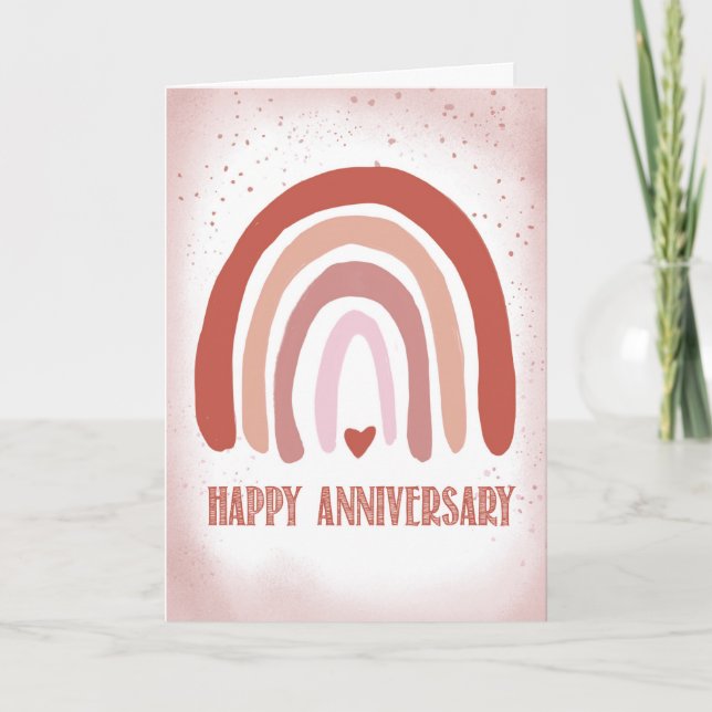 Anniversary Hand Painted Soft Pink Watercolor Rain Card (Front)