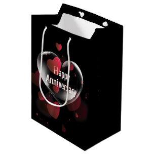 Anniversary Heart Bubble With Red Hearts Medium Gift Bag