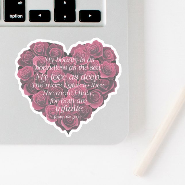 Anniversary Heart Romeo and Juliet Quote Pink Sticker (Creator Uploaded)