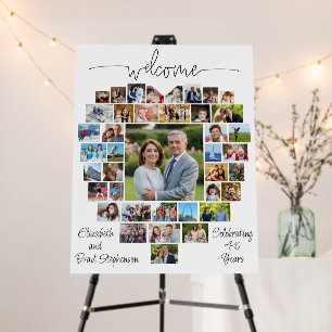 Anniversary Heart Shape 40 Photo Collage White Foam Board