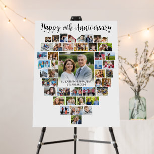 Anniversary Heart Shape 44 Photo Collage White Foam Board