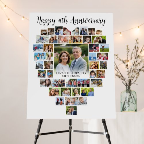 Anniversary Heart Shape 44 Photo Collage White