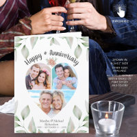 Anniversary Heart Shaped Photo Collage Greenery