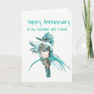 Anniversary Husband and friend Kingfisher Bird Art Card