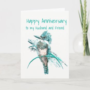 Anniversary Husband And Friend Kingfisher Bird Art Card by countrymousestudio at Zazzle