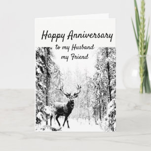 Anniversary Husband and friend Stag Deer in Forest Card