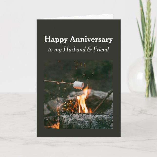 Anniversary Husband Friend Camping Fire Outdoors Card (Front)