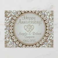 Anniversary Invitation | Gold Heart Monogram