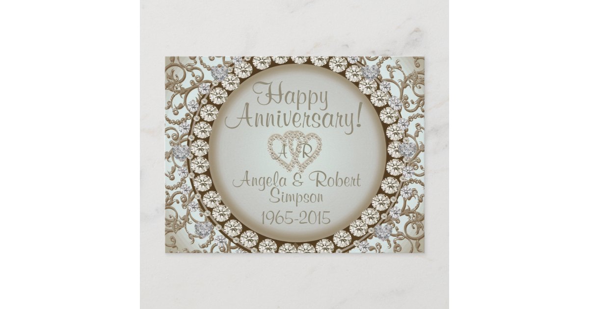 Anniversary Invitation Gold Heart Monogram Zazzle