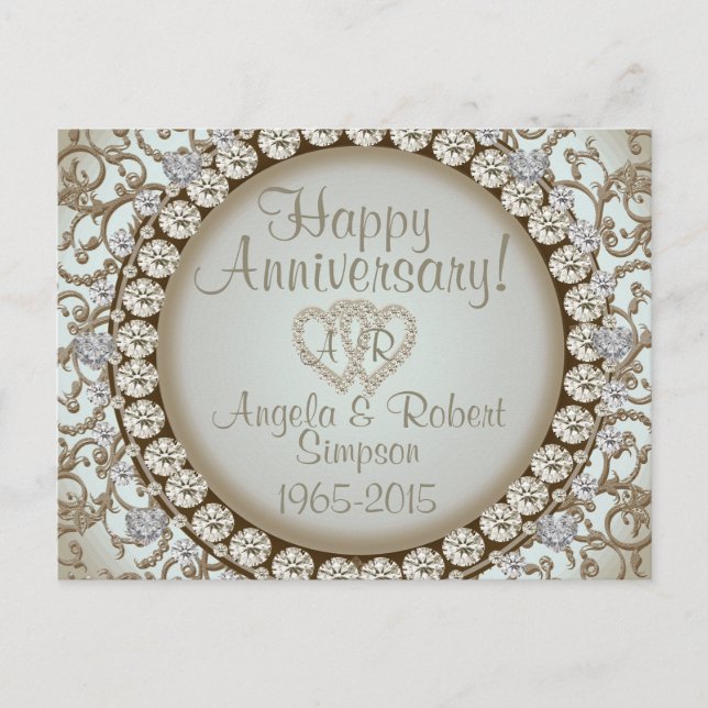 Anniversary Invitation | Gold Heart Monogram (Front)