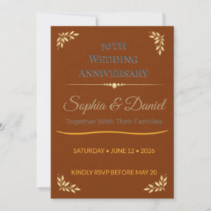 Anniversary Invitation   Gold Leaf Elegant 50th