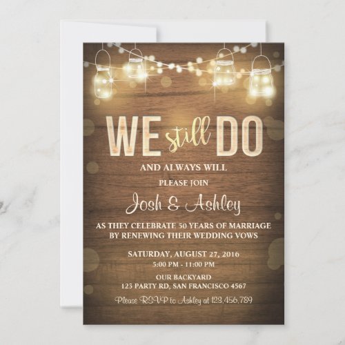 Anniversary invitation Rustic Vow Renewal Party