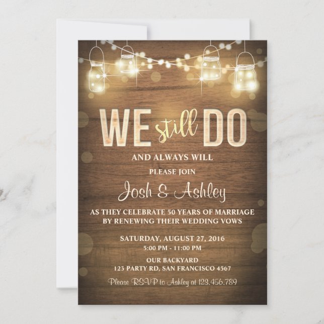 Anniversary invitation Rustic Vow Renewal Party (Front)
