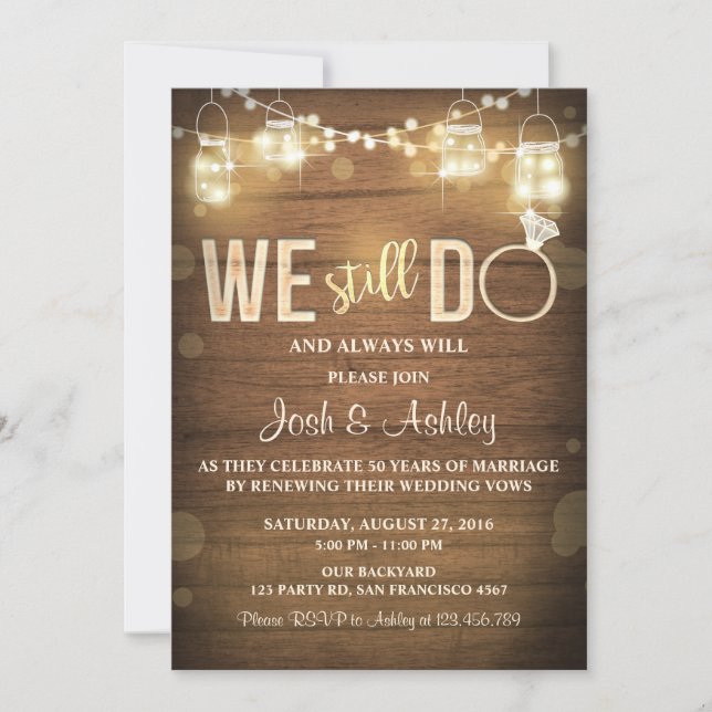 Anniversary invitation Rustic Vow Renewal Party (Front)
