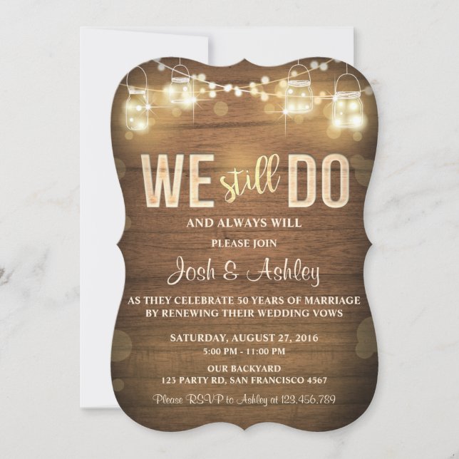 Anniversary invitation Rustic Vow Renewal Party (Front)
