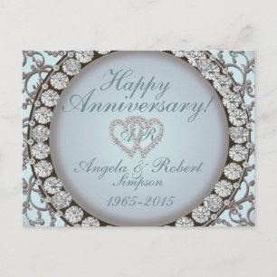Anniversary Invitation Teal Monogram