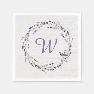 Anniversary Lavender Wreath Monogram Napkins