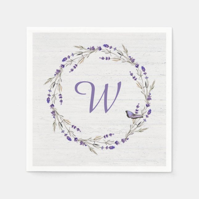 Anniversary Lavender Wreath Monogram Napkins (Front)