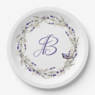 Anniversary Lavender Wreath With Monogram Paper Plates