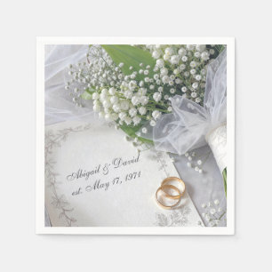 Anniversary Lily of the Valley Bouquet with Rings Napkins