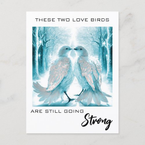  Anniversary Love Birds AP54 Art Winter Postcard