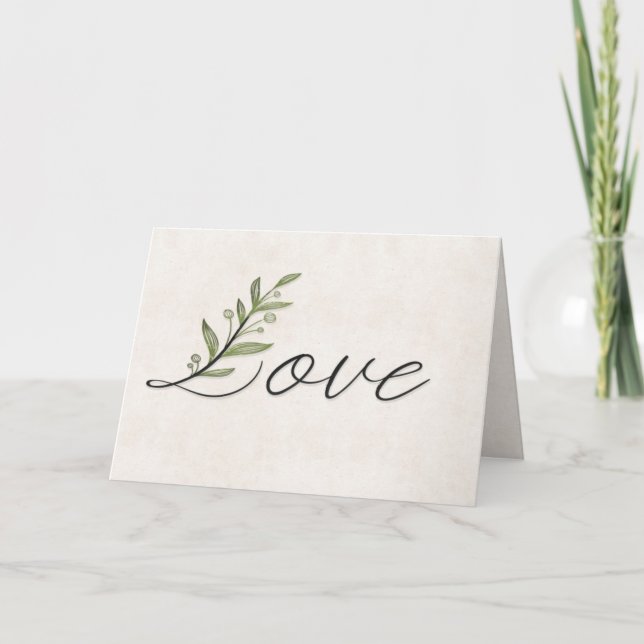 Anniversary love font with leaves card (Front)