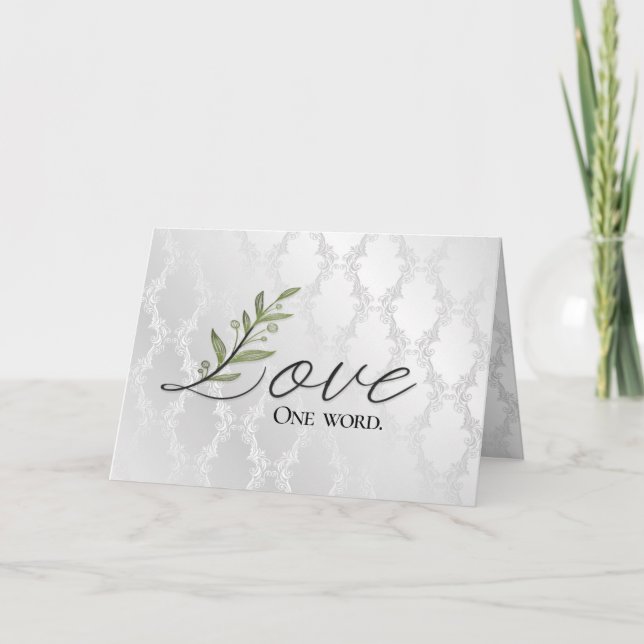Anniversary Love Leaf on Damask Card (Front)