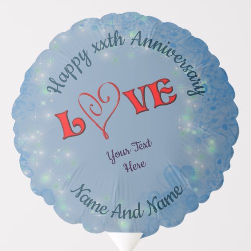 Anniversary Love Red Heart Personalized  Balloon