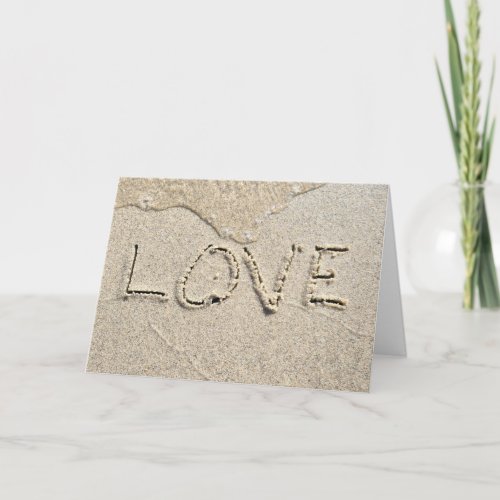Anniversary Love Text In Sand  Card