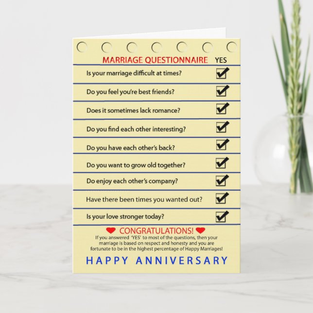 ANNIVERSARY - MARRIAGE QUESTIONNAIRE - CARD (Front)