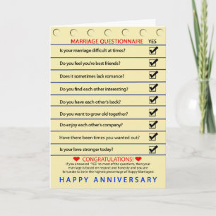 ANNIVERSARY - MARRIAGE QUESTIONNAIRE - CARD