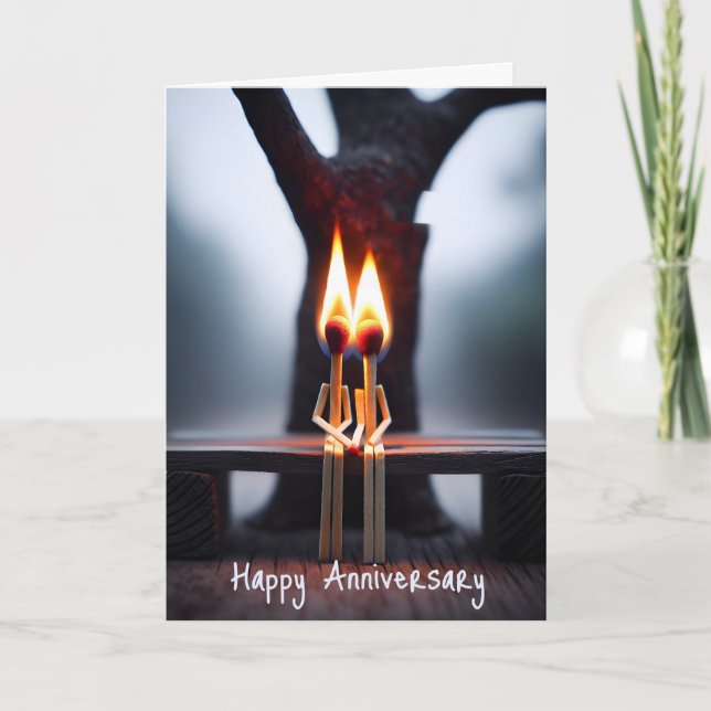 Anniversary Matchsticks With Flames Card (Front)