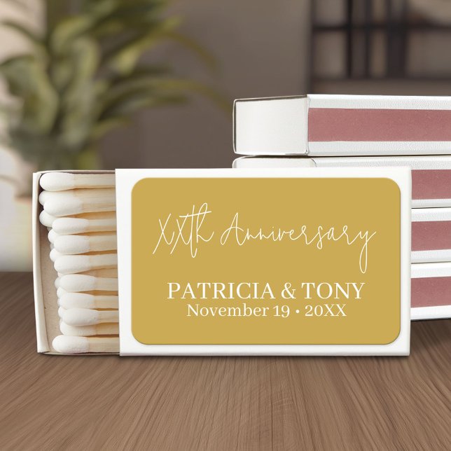 Anniversary - Modern Minimal Script - Names Date Matchboxes (Custom Wedding Anniversary Matchbook)