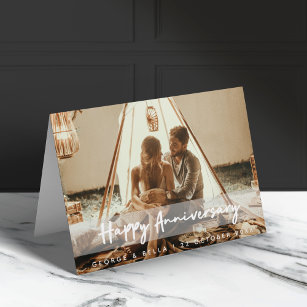 Anniversary Modern Photo   Happy Couple Pic & Name Card