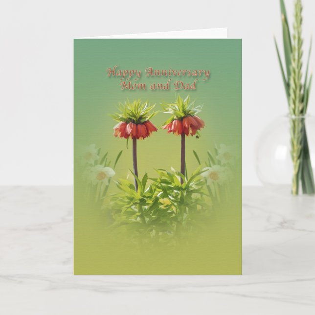 Anniversary, Mom and Dad, Red Rubra Tulips Card (Front)