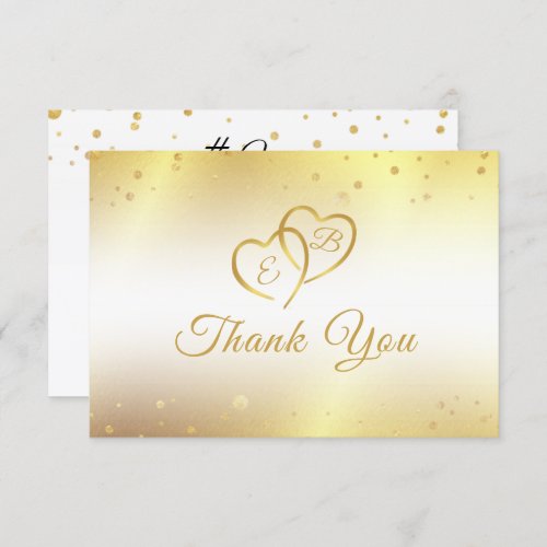 Anniversary Monogram Gold Heart Years Into Forever Thank You Card