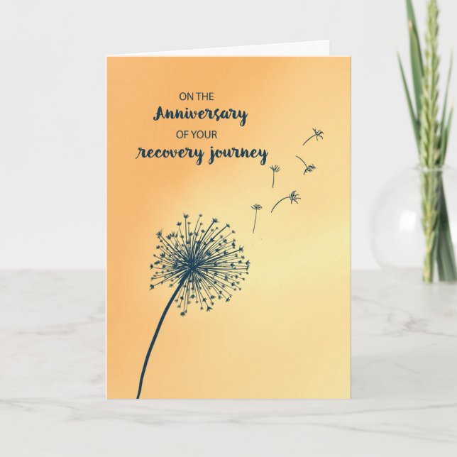 Anniversary of 12 Step Recovery Dandelion Card (Front)