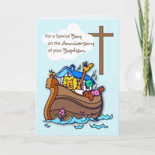 Anniversary of Baptism Boy Noahs Ark Card