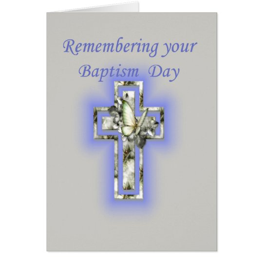 Anniversary of Baptism Cross and Butterfly Card