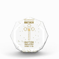 Anniversary of Baptism Gold Cross Personalized