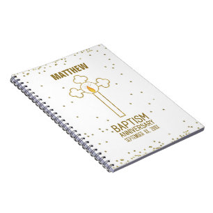 Anniversary of Baptism Gold Cross Personalized Notebook