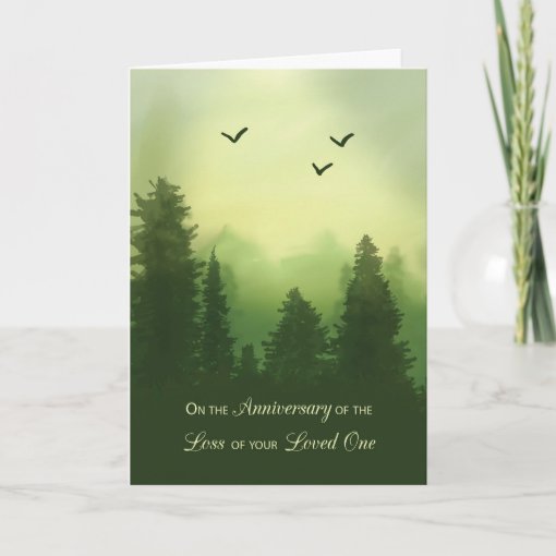 Anniversary of Death of Loved One Peaceful Pine Card | Zazzle